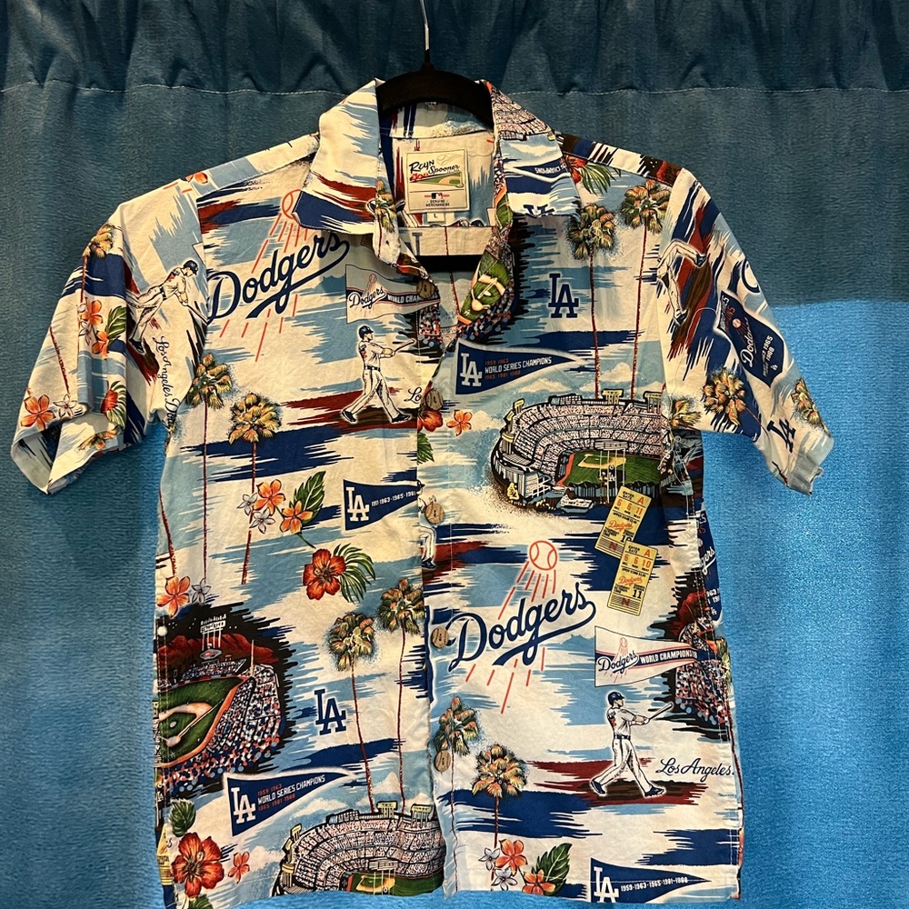 LA Dodgers Reyn Spooner Scenic Button-Up Shirt - Royal